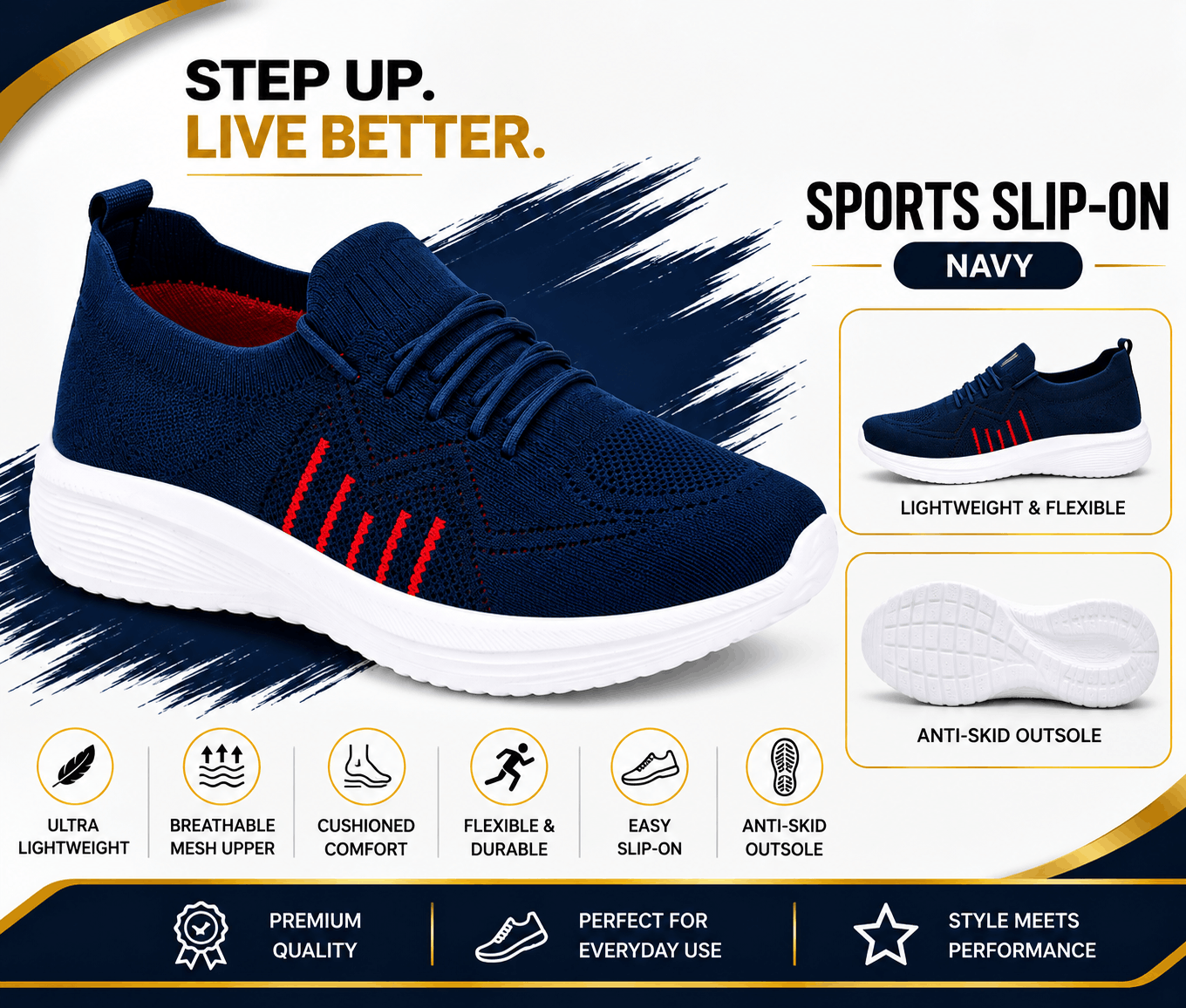 Comfort In Every Step Navy